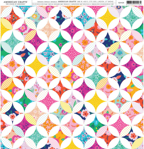 25 Pack - American Crafts Patterned Single-Sided Cardstock 12"X12"-Patchwork Floral - ACPP-24426 - 633356244264