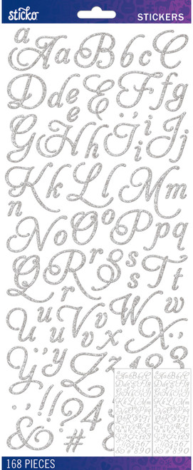 3 Pack - Sticko Alphabet Stickers-Silver Aphrodite Glitter - 5290246