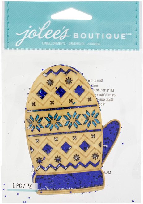 3 Pack - Jolee's Boutique Adhesive Laser-Cut Wood Embellishment-Mitten - 8601866 - 015586018660