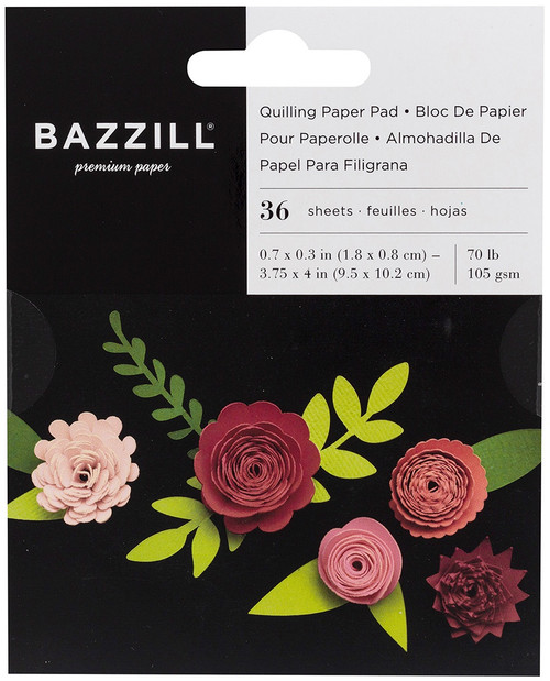 3 Pack - Bazzill Quilling Paper Pad 36/Pkg-Rosey - BZQUILPP-00126 - 846523001267