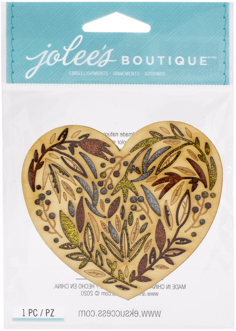 3 Pack - Jolee's Boutique Adhesive Laser-Cut Wood Embellishment-Patterned Heart - 8601844 - 015586018448
