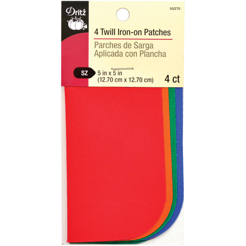 6 Pack - Dritz Iron-On Twill Patches 5"X5" 4/Pkg-Primary Assortment - 55275 - 072879280319