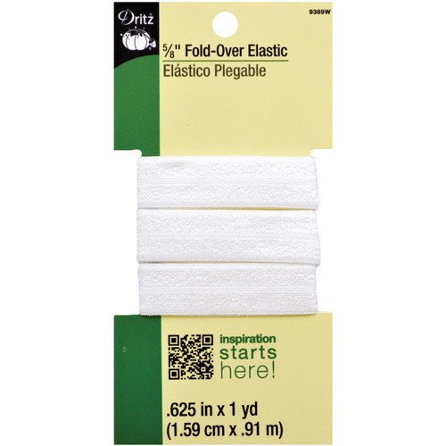4 Pack - Dritz Woven Fold-Over Elastic 5/8"X1yd-White - 9389-W - 072879093896