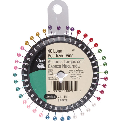 6 Pack - Dritz Long Pearlized Pins 1-1/2" 40/Pkg-Size 24 - 63 - 072879102970