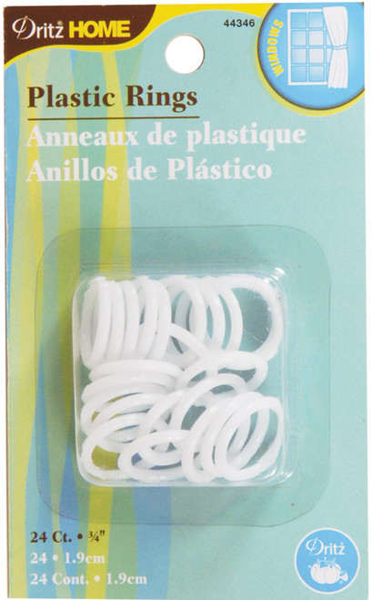 6 Pack - Dritz Home Plastic Rings .75" 24/Pkg-White - 44346 - 072879443462