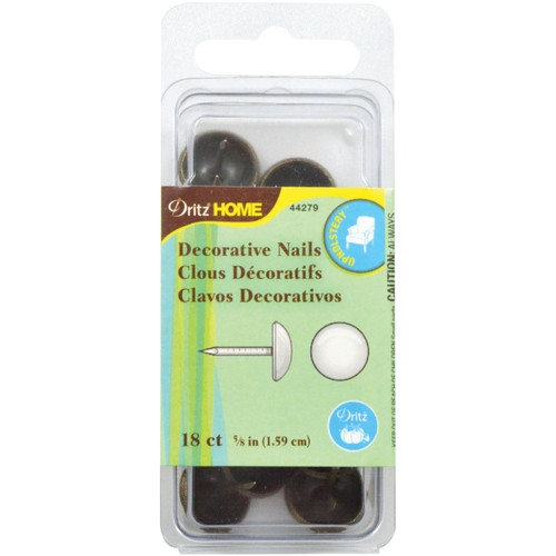 6 Pack - Dritz Home Upholstery Decorative Nails 5/8" 18/Pkg-Antique Brass - 44279 - 072879442793
