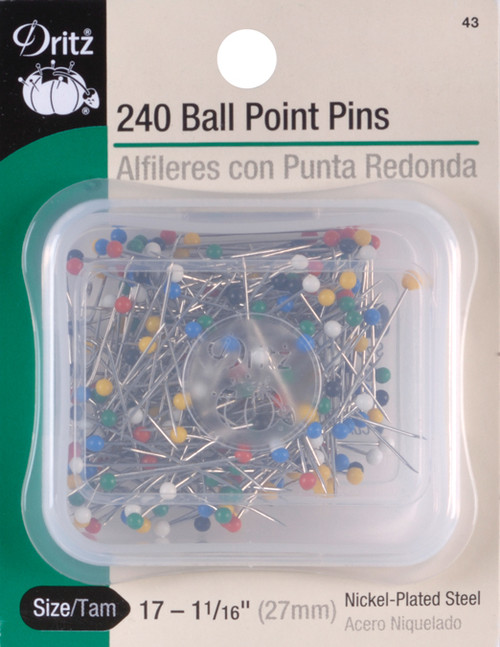 6 Pack - Dritz Color Ball Point Pins 1-1/16" 240/Pkg-Size 17 - 43 - 072879104523