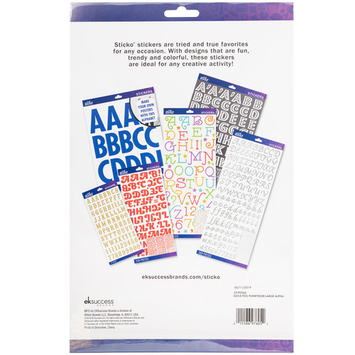 3 Pack - Sticko Alphabet Stickers-Gold Foil Funki Dori Large - 5290266