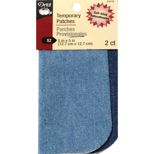 6 Pack - Dritz Self Stick Denim Patches 5"X5" 2/Pkg-Denim - 55278 - 072879283181