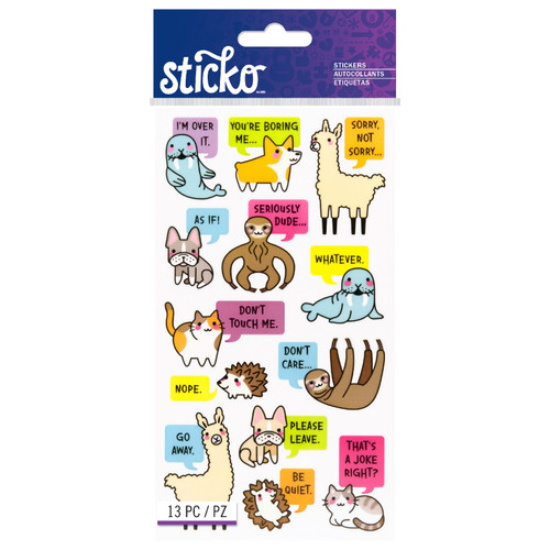 6 Pack - Sticko Stickers-Sarcastic Animals - 5201419 - 015586997897