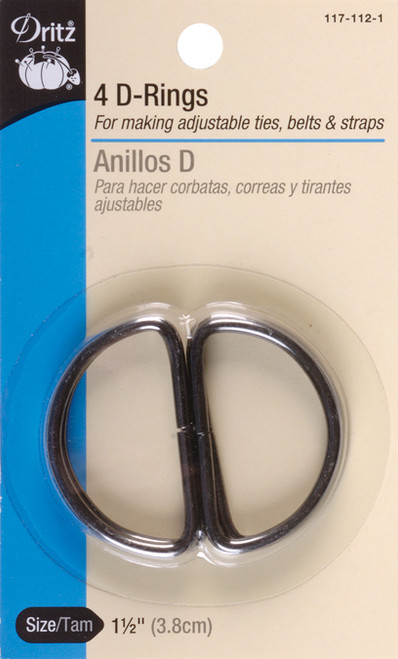 6 Pack - Dritz Metal "D" Rings 1-1/2" 4/Pkg-Black - 117-112-1 - 072879259711