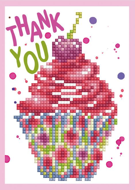 3 Pack - Diamond Dotz Diamond Art Greeting Card Kit 5"X7"-Cupcake Thank You - DDG025 3 Pack - Diamond Dotz Diamond Art Greeting Card Kit 5"X7"-Cupcake Thank You - DDG025