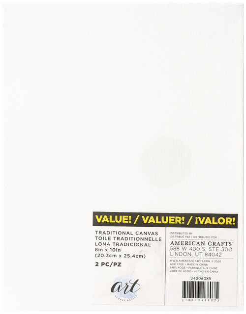 3 Pack - American Crafts Art Supply Basics Stretched Canvas 2/Pkg-8"X10" - 34006085 - 718813488075