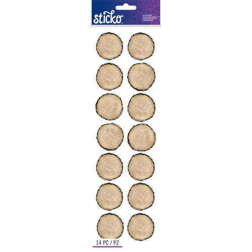 3 Pack - Sticko Stickers-Woodgrain Round Labels - 5272097 - 015586984842