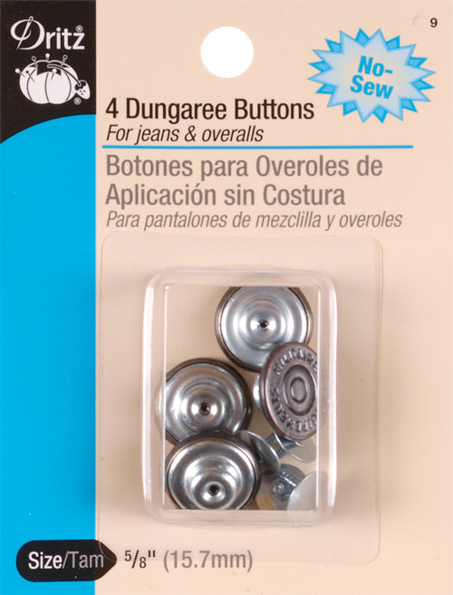 6 Pack - Dritz No-Sew Dungaree Buttons 5/8" 4/Pkg-Copper - 9-9 - 072879100150