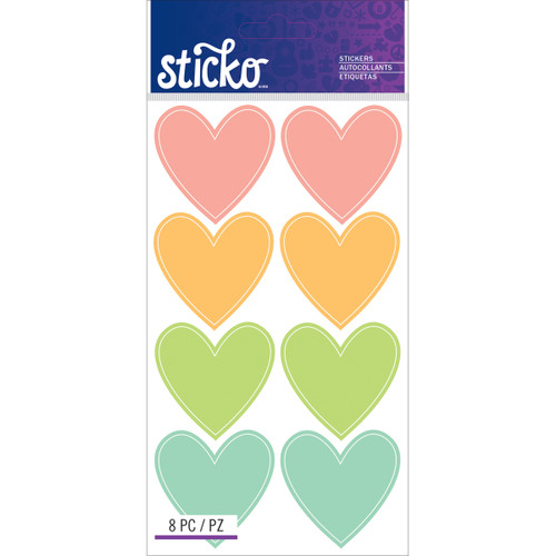 6 Pack - Sticko Label Stickers-Color Hearts - E5272047 - 015586811704