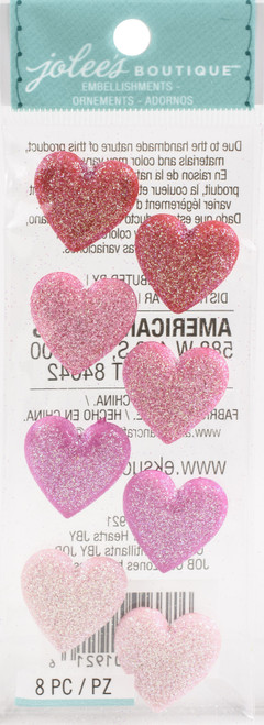4 Pack - Jolee's Boutique Dimensional Repeat Stickers-Glitter Hearts - E8601921 - 015586019216