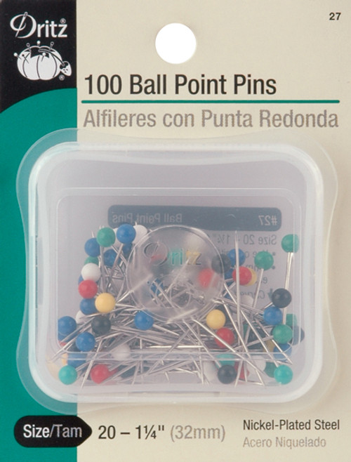 6 Pack - Dritz Color Ball Point Pins 100/Pkg-Size 20 - 27 - 072879100563