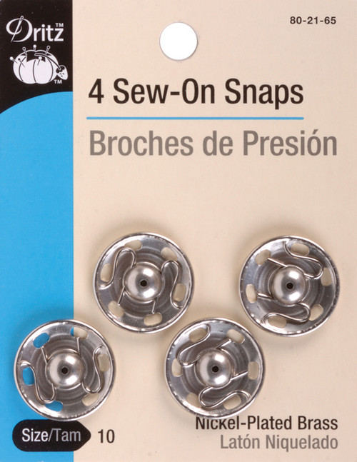 6 Pack - Dritz Sew-On Snaps 4/Pkg-Nickel-Plated Brass Size 10 - 80-21-65 - 072879252118 6 Pack - Dritz Sew-On Snaps 4/Pkg-Nickel-Plated Brass Size 10 - 80-21-65 - 072879252118