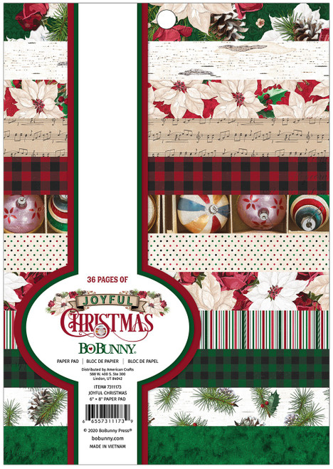 3 Pack - BoBunny Single-Sided Paper Pad 6"X8" 36/Pkg-Joyful Christmas, 12 Designs/3 Each - 7311173 - 665573111739