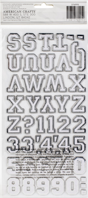 3 Pack - American Crafts Thickers Stickers-Silver Alphabet 93/Pkg - AB-TS3-76995