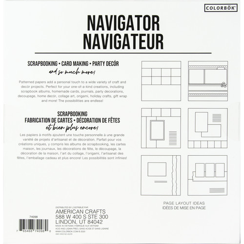 3 Pack - Colorbok Designer Paper Pad 12"X12"-Navigator - 74098BL
