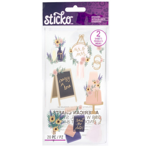 3 Pack - Sticko Flat Stickers-Boho Wedding, 20/Pkg - 8601693 - 015586016932