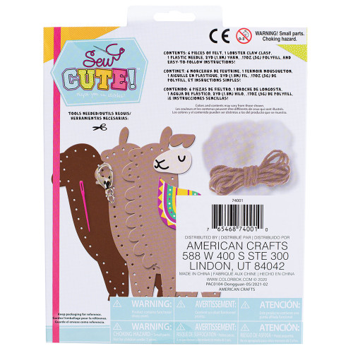 3 Pack - Colorbok Sew Cute! Felt Backpack Clip Kit-Llama - SCMINI-74001
