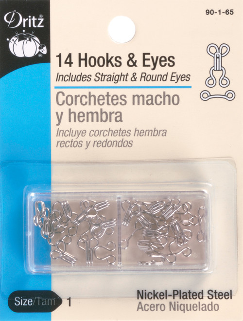 6 Pack - Dritz Hooks & Eyes Size 1 14/Pkg-Nickel - 90-1-65 - 072879101515 6 Pack - Dritz Hooks & Eyes Size 1 14/Pkg-Nickel - 90-1-65 - 072879101515