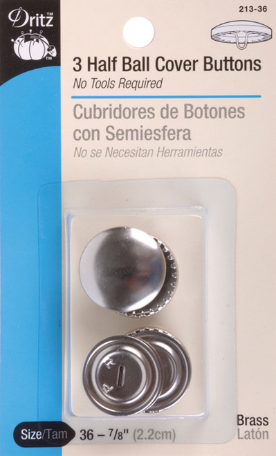 6 Pack - Dritz Half-Ball Cover Buttons-Size 36 7/8" 3/Pkg - 213-36 - 072879113501