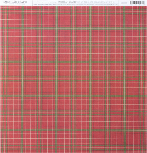 25 Pack - American Crafts Patterned Single-Sided Cardstock 12"X12"-RedPlaid - ACPP-59954 - 718813599542