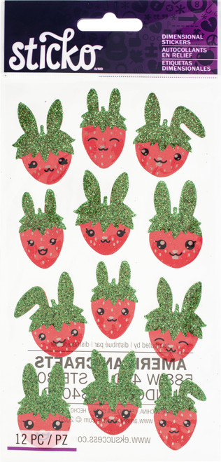 3 Pack - Sticko Dimensional Stickers-Strawbunnies, 12/Pkg - 5201665 - 015586888812