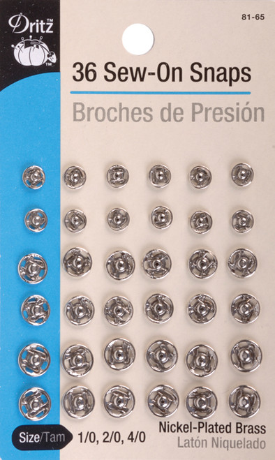 6 Pack - Dritz Sew-On Snaps 36/Pkg-Nickel-Plated Brass Sizes 1,2 & 4 - 81 - 072879101454 6 Pack - Dritz Sew-On Snaps 36/Pkg-Nickel-Plated Brass Sizes 1,2 & 4 - 81 - 072879101454