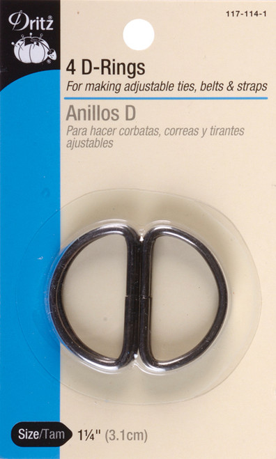 6 Pack - Dritz Metal "D" Rings 1-1/4" 4/Pkg-Black - 117-114-1 - 072879260298
