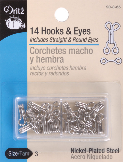6 Pack - Dritz Hooks & Eyes Size 3 14/Pkg-Nickel - 90-3-65 - 072879101539