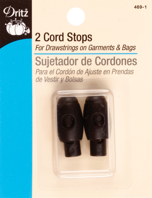 6 Pack - Dritz Cord Stops 1-1/4" 2/Pkg-Black - D469-1 - 072879116663