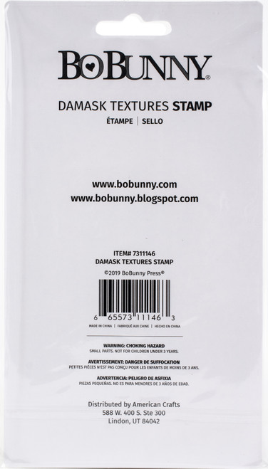 3 Pack - BoBunny Clear Stamps 4"X6"-Damask Texture - 7311146