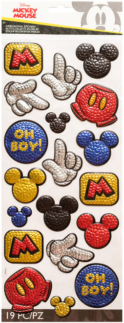 3 Pack - EK Disney Embossed Faux Sequine Dimensional Stickers-Mickey - E8600806 - 015586008067