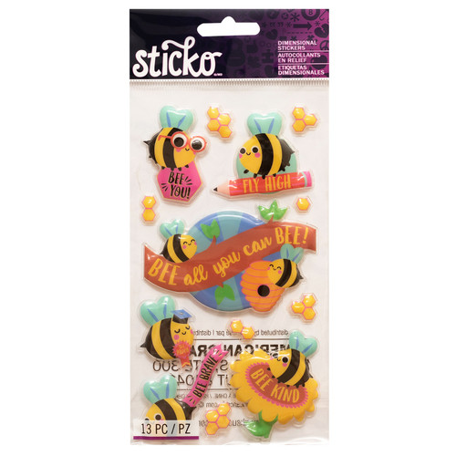 3 Pack - Sticko Dimensional Stickers-School Bee, 13/Pkg - 8601696 - 015586016963