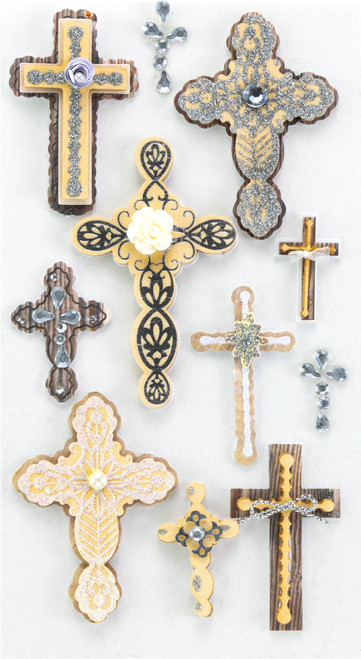 3 Pack - Jolee's Boutique Themed Embellishments-Inspirational Crosses - 50-51025