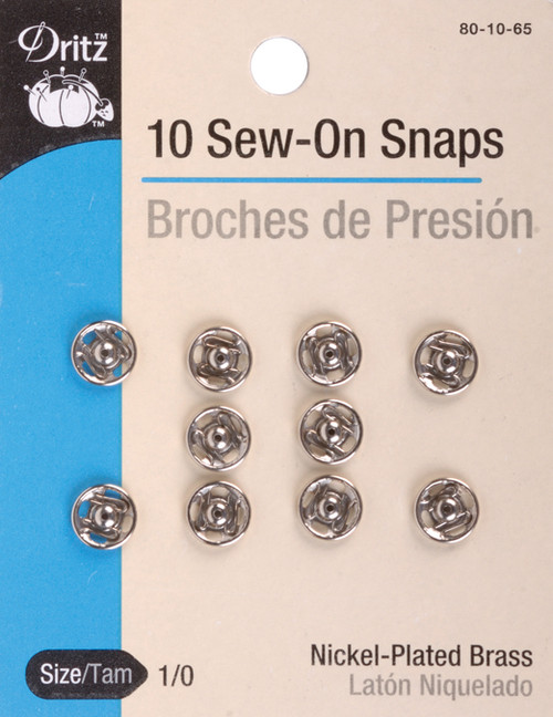 6 Pack - Dritz Sew-On Snaps 10/Pkg-Size 1/0 - 80-10-65 - 072879101324