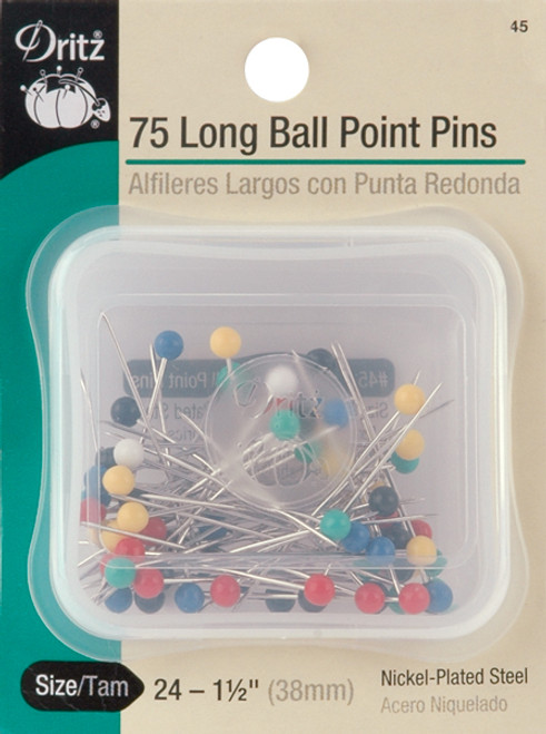 6 Pack - Dritz Long Ball Point Pins 75/Pkg-Size 24 - 45 - 072879100747