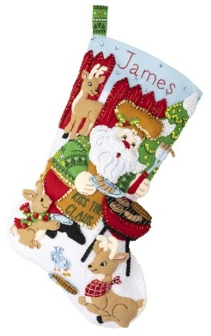 Bucilla Felt Stocking Applique Kit 18" Long-Grilling Santa - 89313E - 046109893136