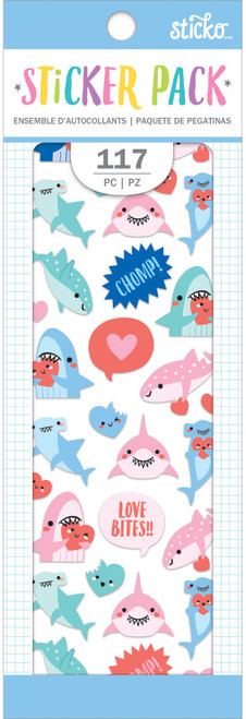 3 Pack - Sticko Sticker Pack-Shark, 117/Pkg - STISP-98884