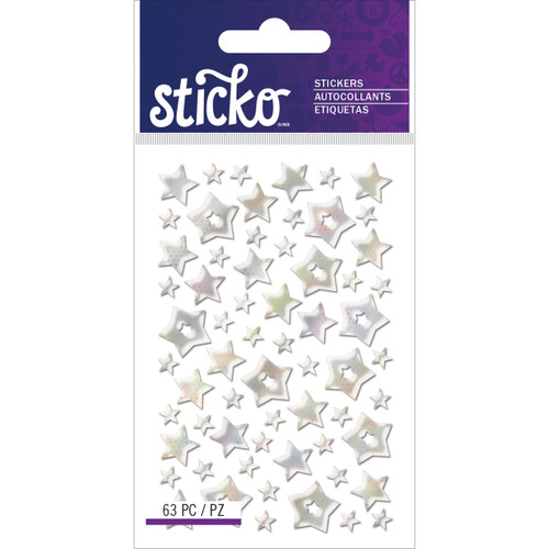 6 Pack - Sticko Stickers-Silver Stars - E5260143 - 015586799309