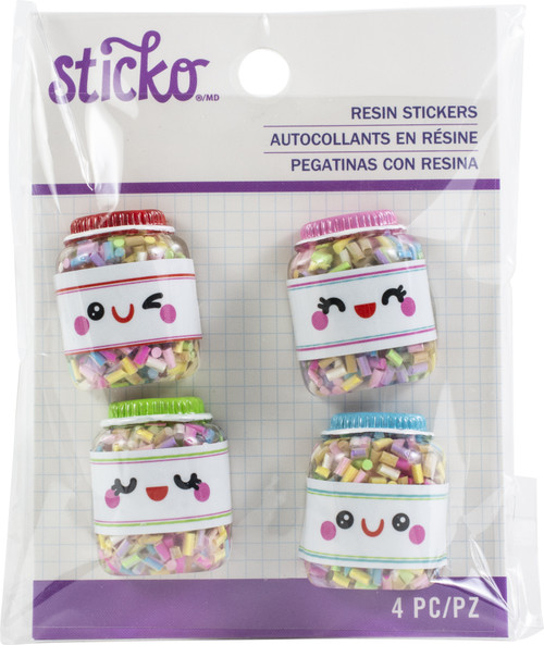 3 Pack - Sticko Resin Sticker-Small Sprinkles Jar, 4/Pkg - STIRS-99919 - 015586999198