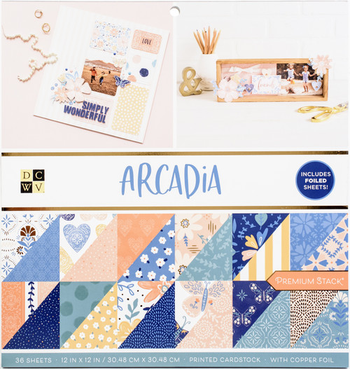DCWV Double-Sided Cardstock Stack 12"X12" 36/Pkg-Arcadia, W/Copper Foil - PS624368 - 633356243687