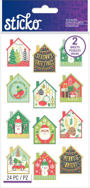 3 Pack - Sticko Flat Stickers-Holiday Scene, 24/Pkg - 5201525