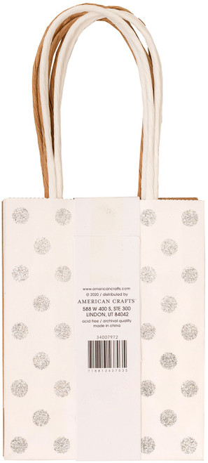 3 Pack - American Crafts Fancy That Mini Gift Bags 3.875"X5" 4/Pkg-Gold Glitter Polka Dot - 34007972