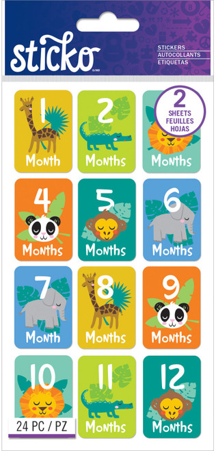 3 Pack - Sticko Flat Stickers-Baby Boy Month, 24/Pkg - 5201523